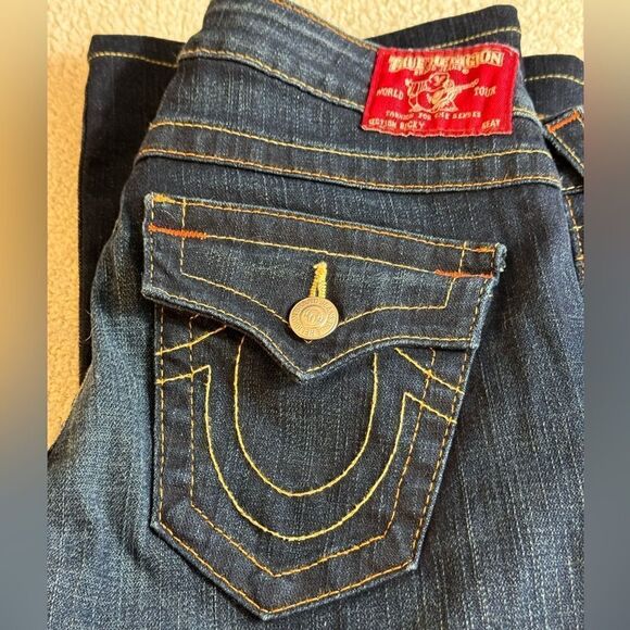 True Religion Jeans Womens Sz 27 Dark Wash Becca Flap Pockets Bootcut Red Label - Picture 2 of 12